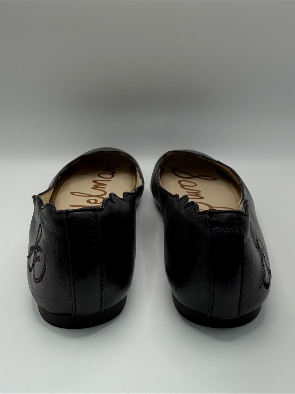 Sam Edelman Black Scalloped-Edge Leather Ballet Flats - Picture 3 of 8